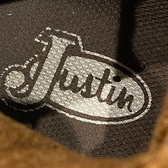 Men's Justin Leather Casual Moc Toe Lace-up Boots Shoes Brown Size 9.5 M GC - Picture 10 of 12